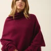 ASHLEY poncho col bateau bordeaux