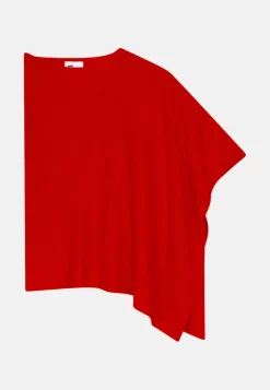 ASHLEY poncho col bateau rouge