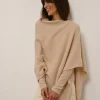 ASHLEY poncho col bateau sable
