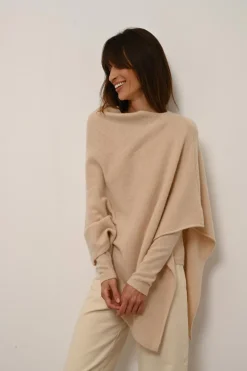ASHLEY poncho col bateau sable