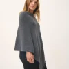 ASHLEY poncho col bateau anthracite chiné