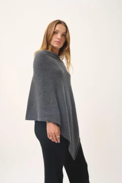 ASHLEY poncho col bateau anthracite chiné