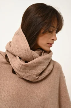 ASHLEY poncho col bateau camel chiné