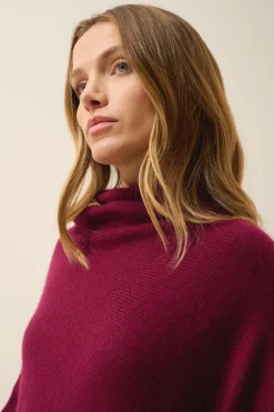 ASHLEY poncho col bateau bordeaux