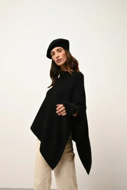 ASHLEY poncho col bateau noir