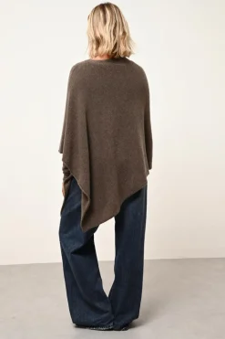ASHLEY poncho col bateau taupe chiné