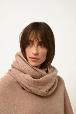 ASHLEY poncho col bateau camel chiné