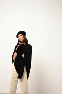 ASHLEY poncho col bateau noir