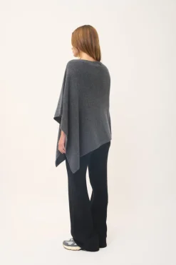 ASHLEY poncho col bateau anthracite chiné