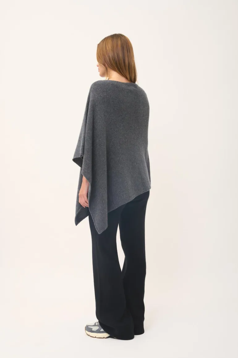 ASHLEY poncho col bateau anthracite chiné