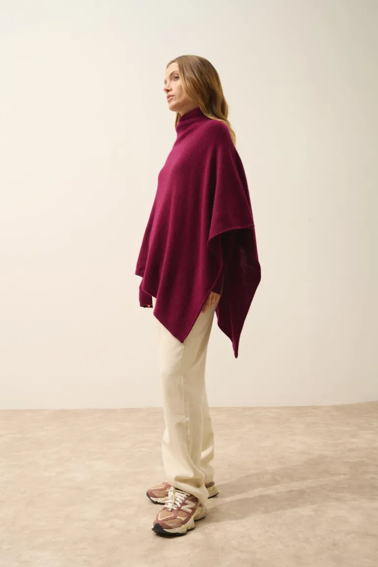 ASHLEY poncho col bateau bordeaux