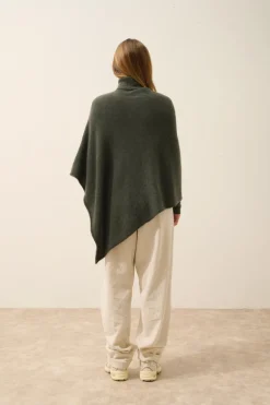 ASHLEY poncho col bateau kaki chiné