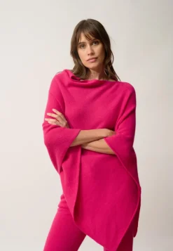 ASHLEY poncho col bateau fuchsia