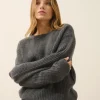ASSAM pull col rond anthracite chiné