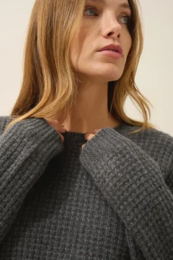ASSAM pull col rond anthracite chiné