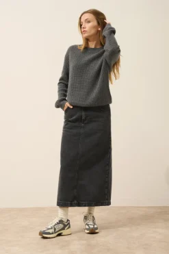 ASSAM pull col rond anthracite chiné