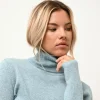 AVA pull col roulé aqua chiné