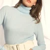 AVA pull col roulé bleu clair chiné