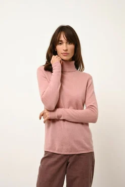 AVA pull col roulé bois de rose