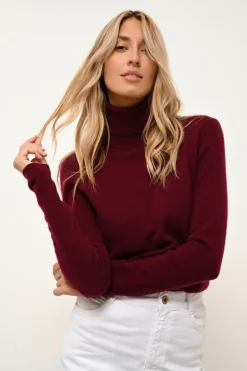 AVA pull col roulé bordeaux