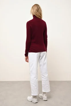 AVA pull col roulé bordeaux