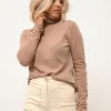 AVA pull col roulé camel chiné