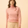 AVA pull col roulé corail chiné