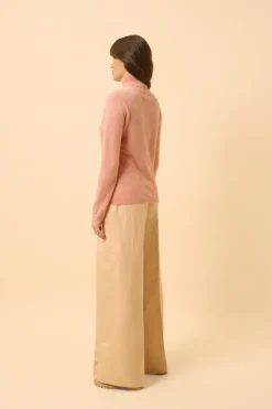 AVA pull col roulé corail chiné