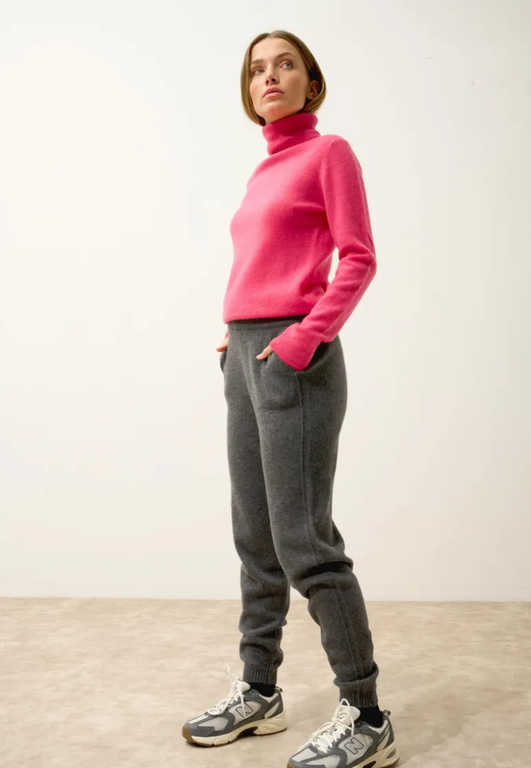 AVA pull col roulé fraise