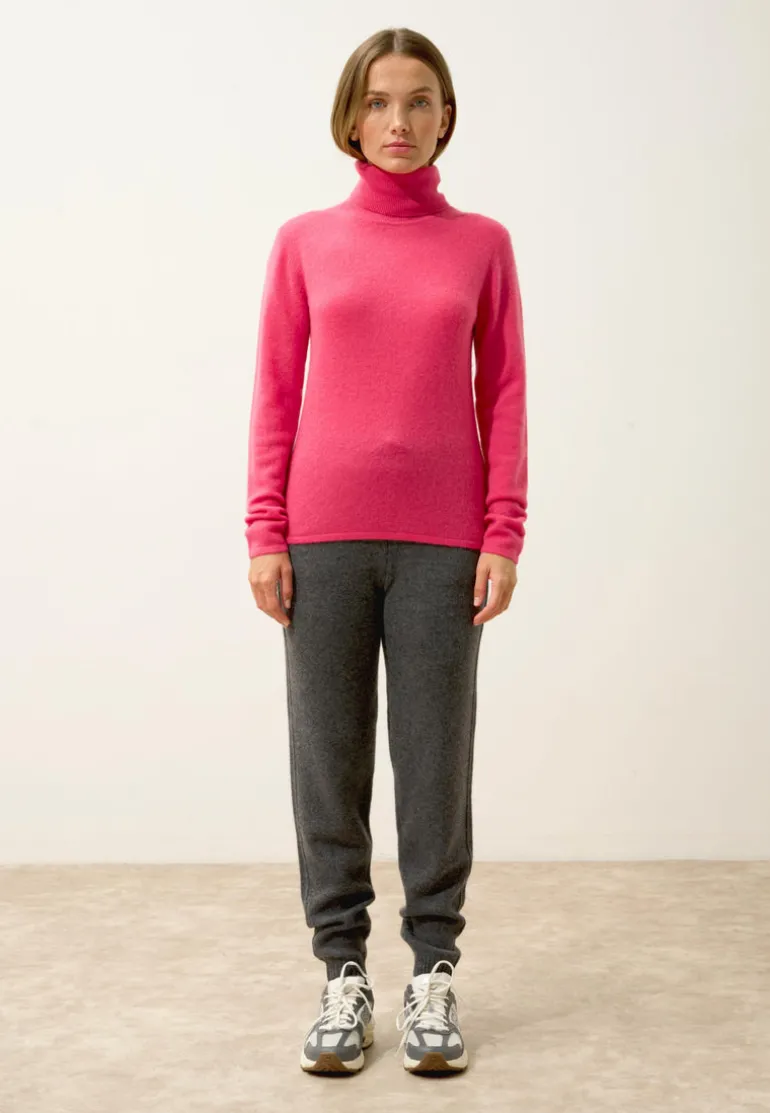 AVA pull col roulé fraise