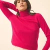 AVA pull col roulé fuchsia