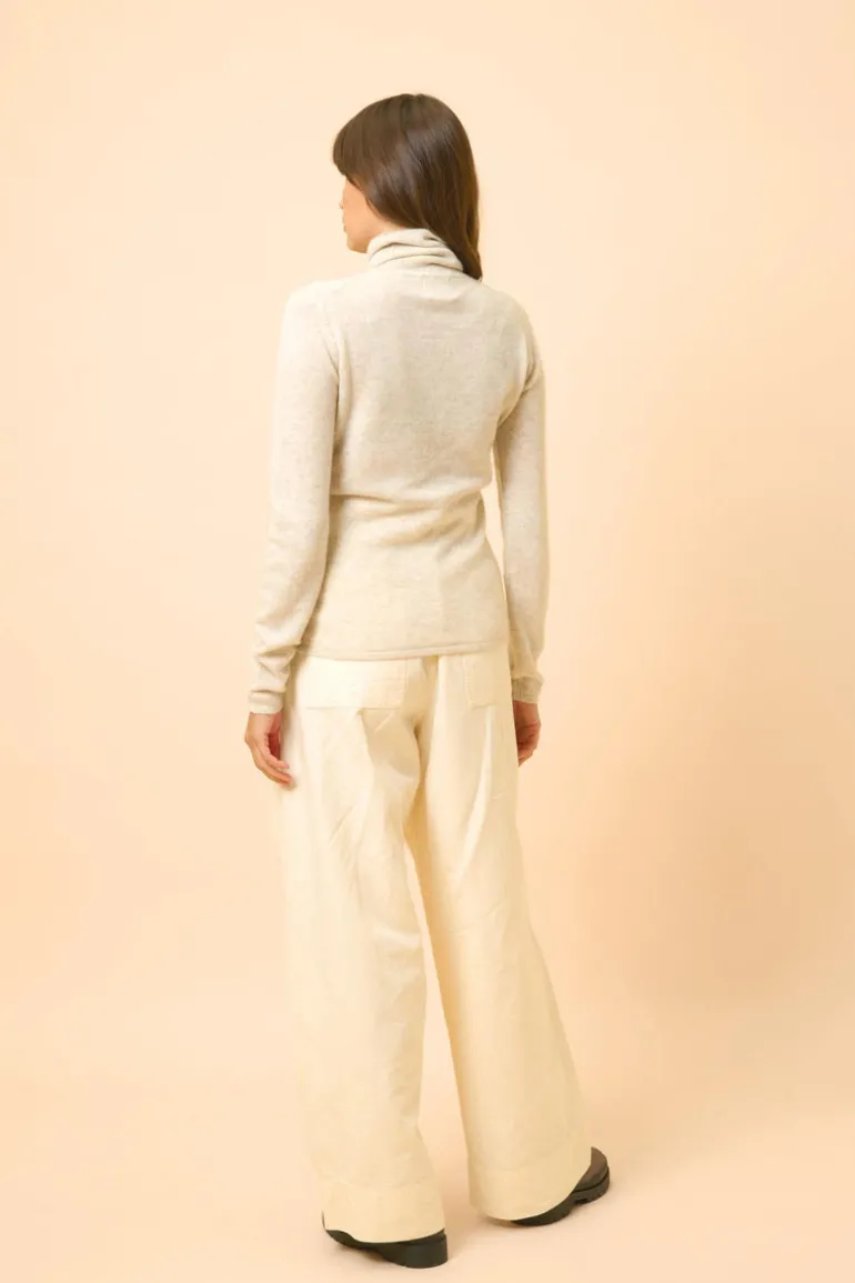 AVA pull col roulé gris perle chiné