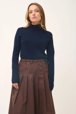 AVA pull col roulé navy