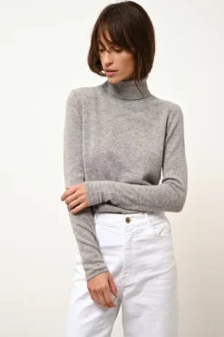 AVA pull col roulé nuage chiné
