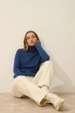 AVA pull col roulé ocean chiné