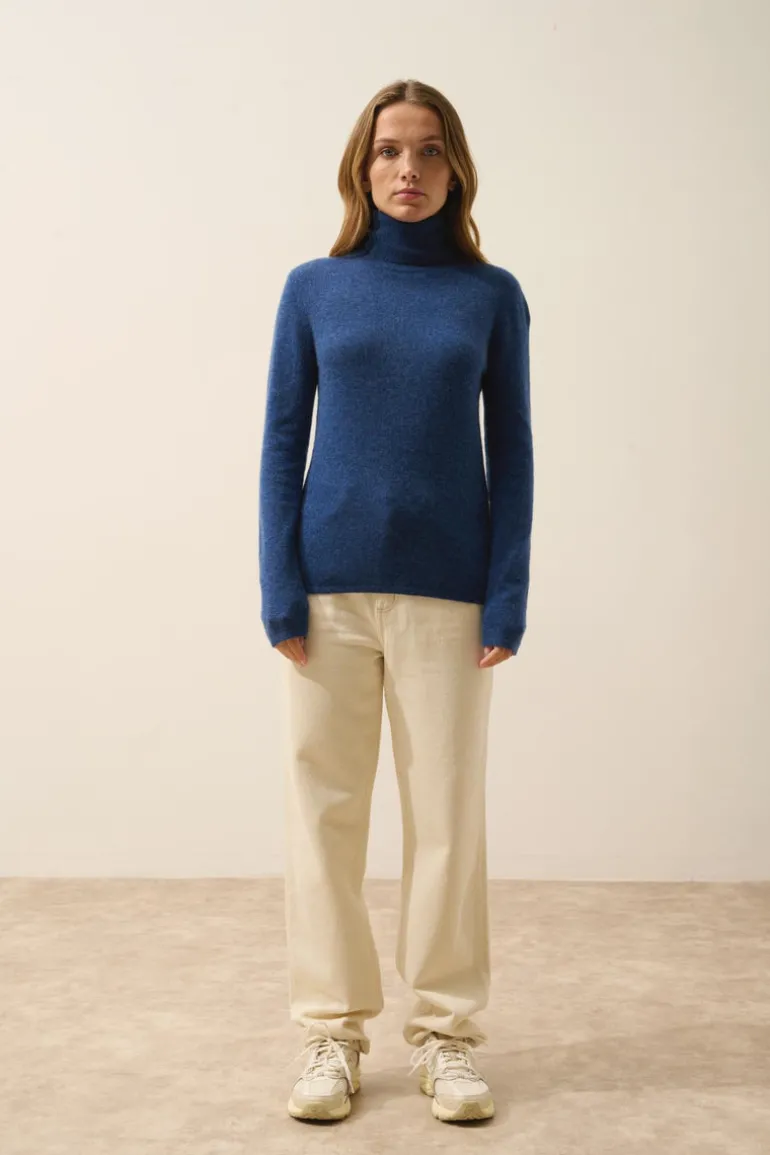 AVA pull col roulé ocean chiné