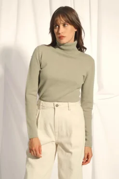 AVA pull col roulé olive