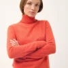 AVA pull col roulé orange chiné
