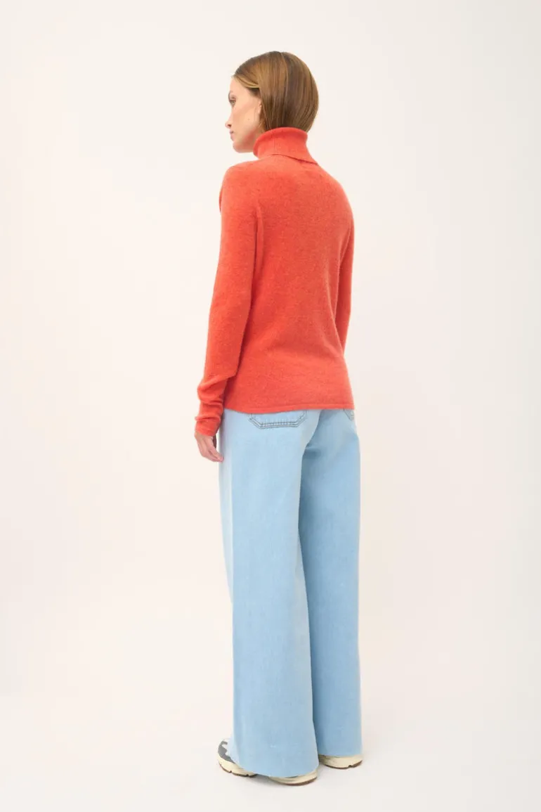 AVA pull col roulé orange chiné