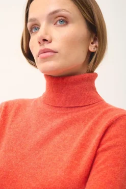 AVA pull col roulé orange chiné