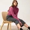 AVA pull col roulé orchidée