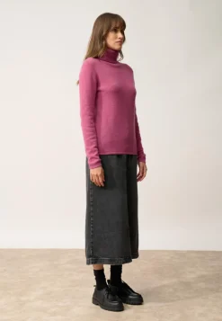 AVA pull col roulé orchidée