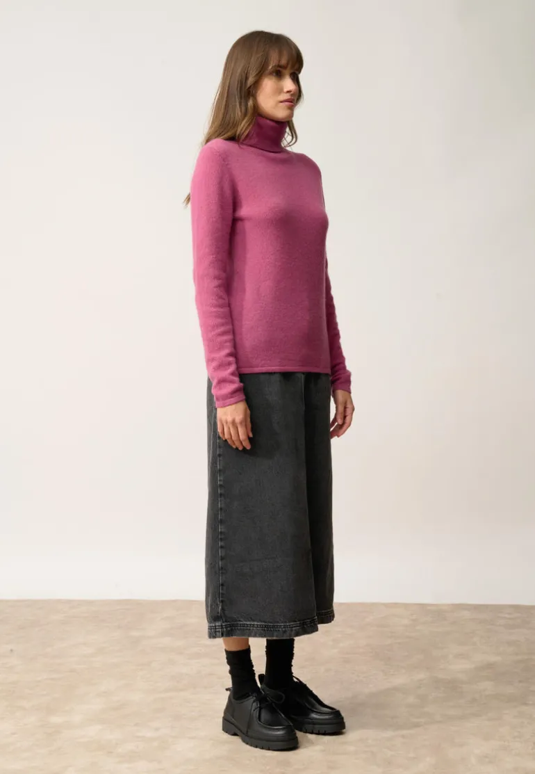 AVA pull col roulé orchidée