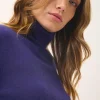 AVA pull col roulé purple