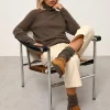 AVA pull col roulé taupe chiné