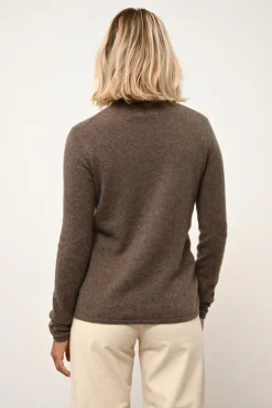 AVA pull col roulé taupe chiné