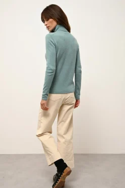 AVA pull col roulé vert chiné