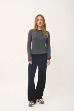AVANA pull col rond anthracite chiné