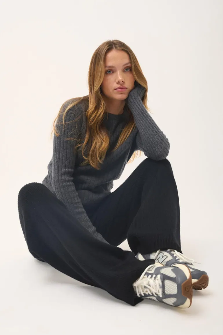 AVANA pull col rond anthracite chiné