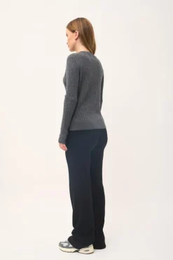 AVANA pull col rond anthracite chiné